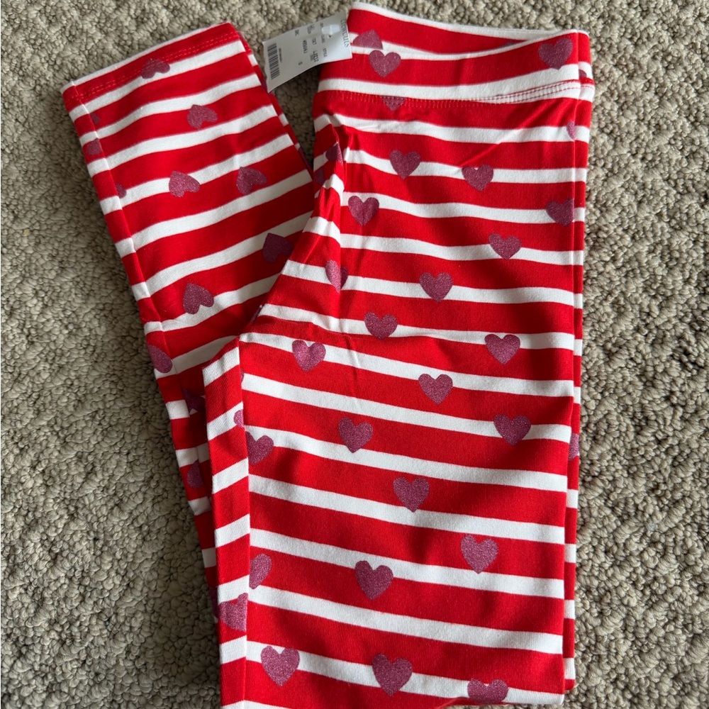 Crewcuts Red & White Striped Heart Leggings